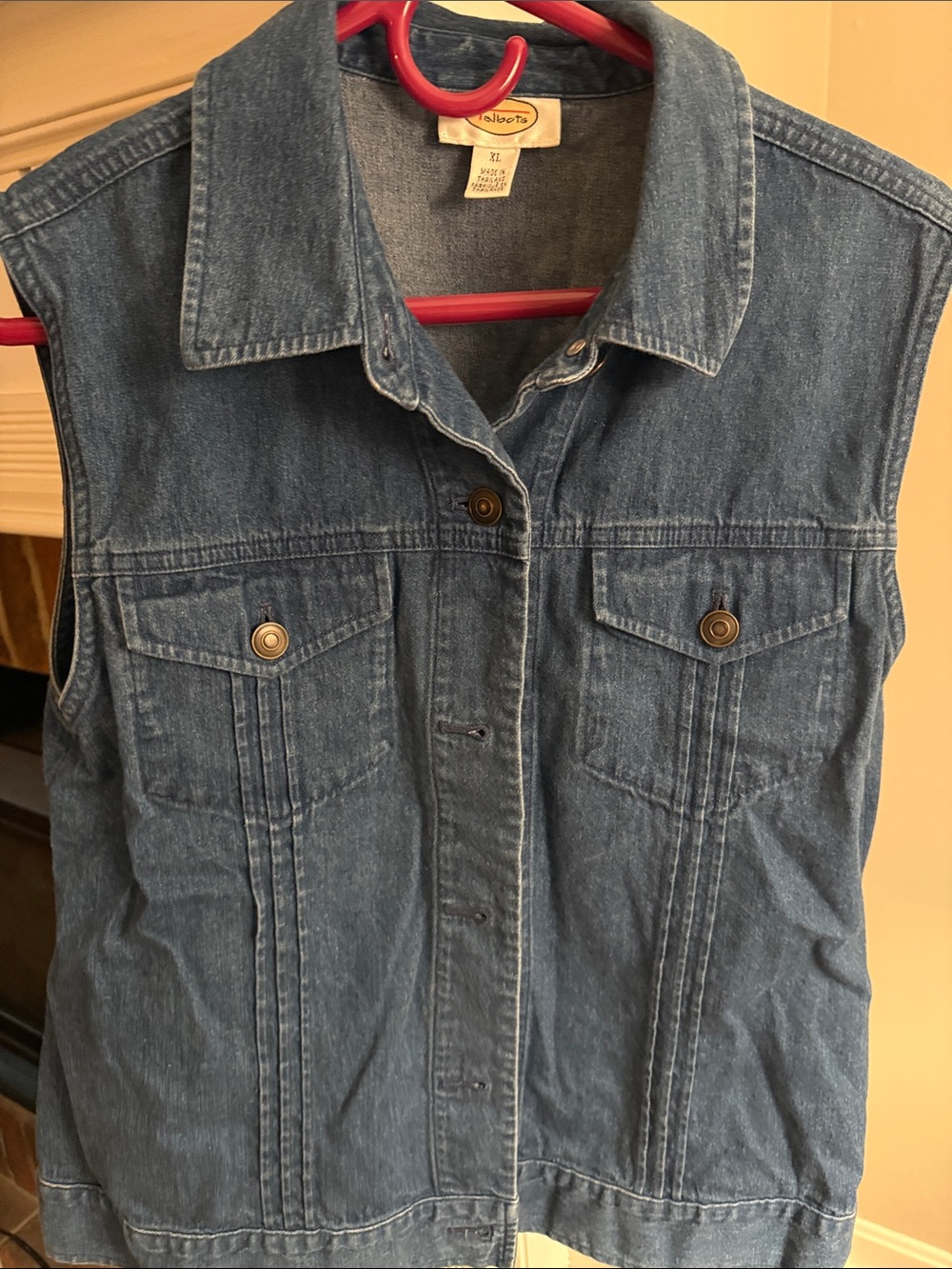 Talbots Blue Denim Sleeveless Button-Up Vest